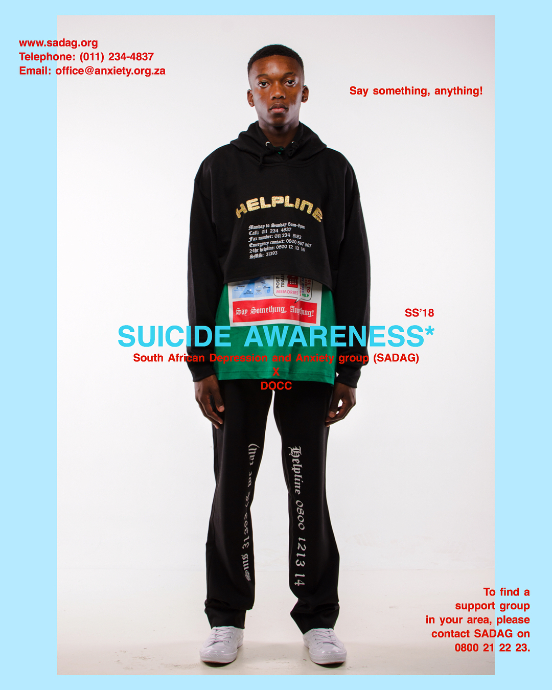 DOCC partners with the South African Depression and Anxiety Group for new capsule collection on suicide awareness